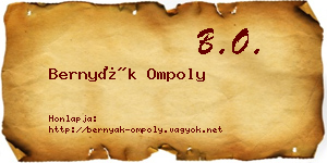 Bernyák Ompoly névjegykártya